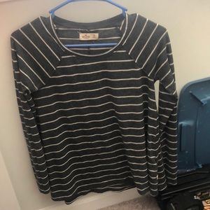 Hollister XS grey and white striped long sleeve